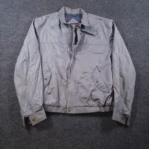 Members Only Gray Bomber Jacket Mens 40 Vintage Lined Zip‎ Snap *FLAWS*
